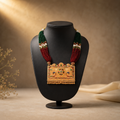 Exquisite Tri-Color Beaded Long Necklace with Meenakari Peacock Pendant