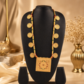 Traditional Gold-Toned Coin Necklace with Square Mandala Pendant