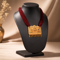 Exquisite Multi-Strand Red Beaded Long Necklace with Meenakari Peacock Pendant