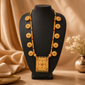 Traditional Gold-Toned Long Coin Necklace with Statement Pendant