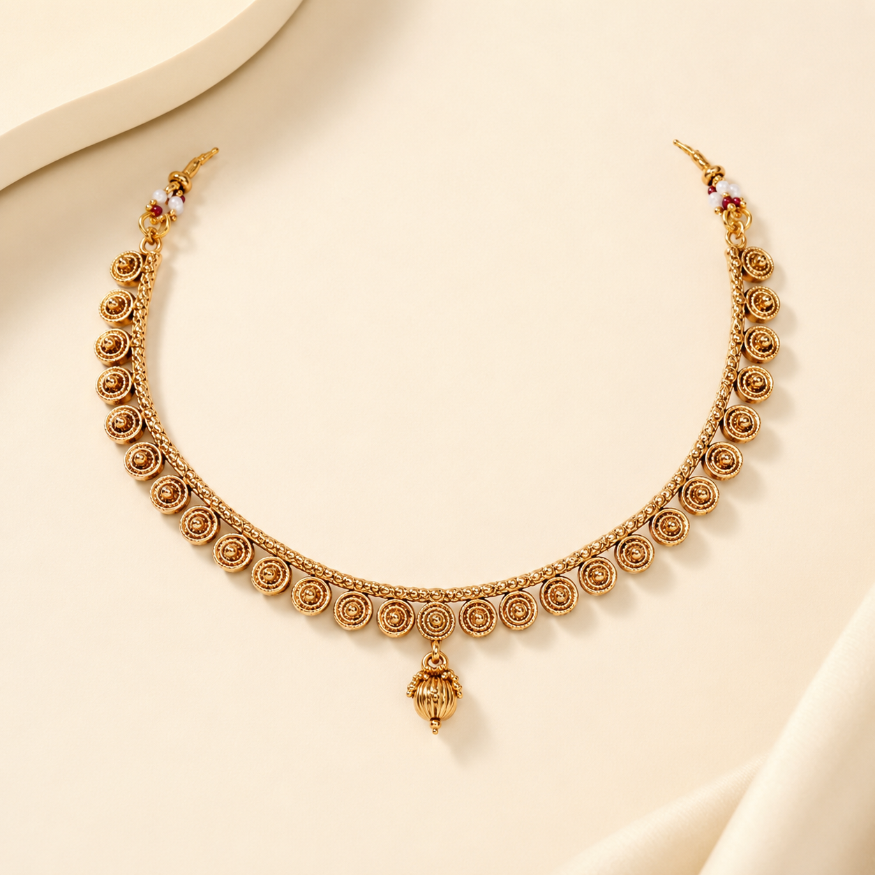 Elegant Antique Gold-Toned Spiral Motif Necklace and Earring Set