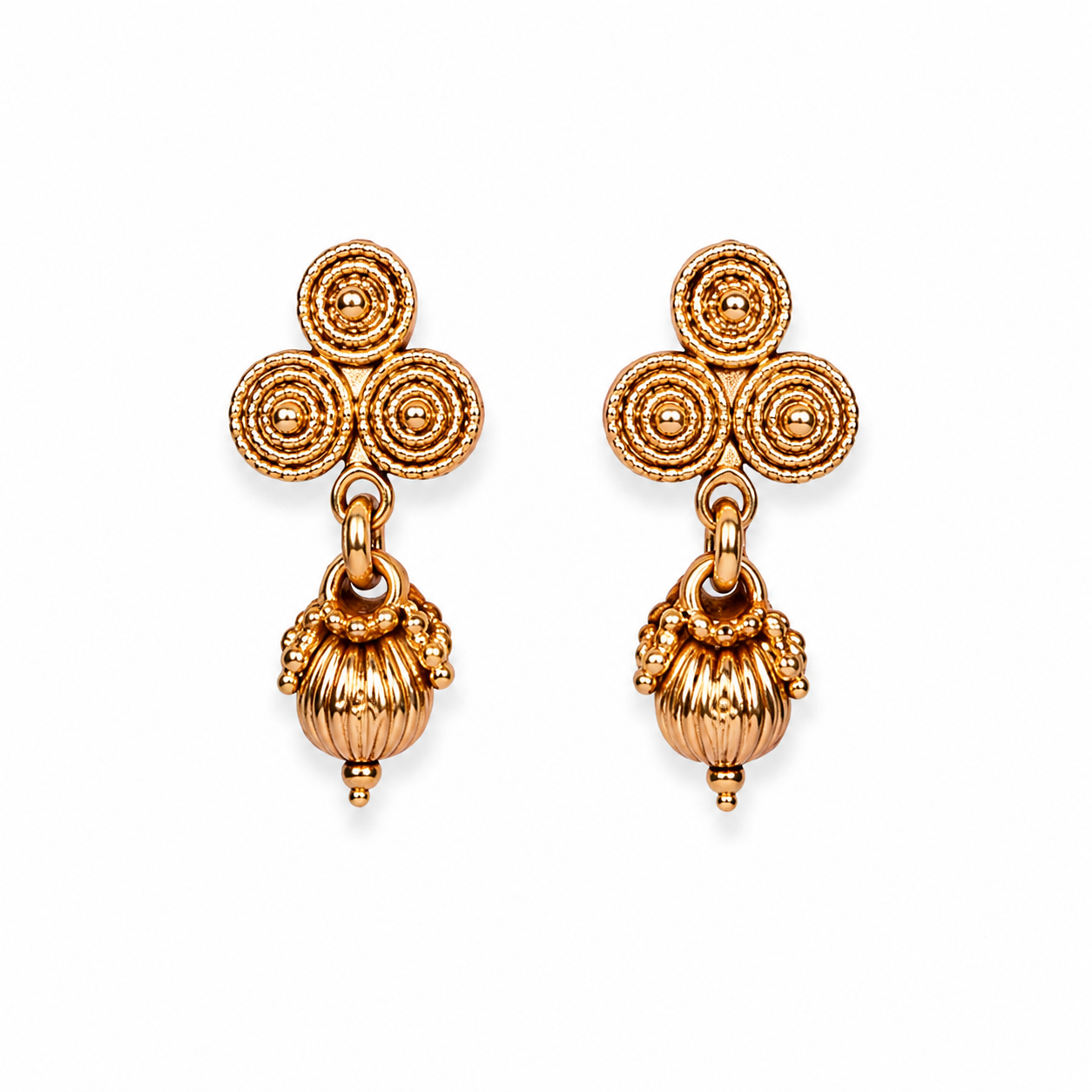 Elegant Antique Gold-Toned Spiral Motif Necklace and Earring Set