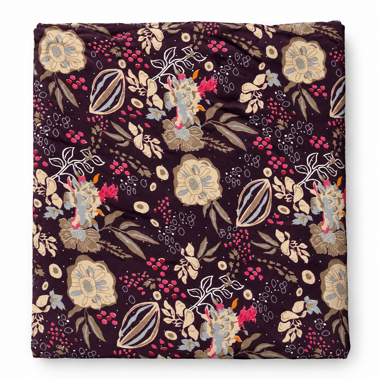 Multicolour Floral & Leaf Printed Unstitched Fabric