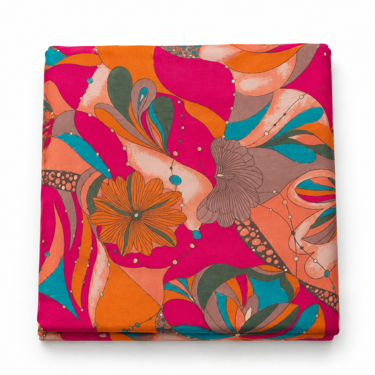 Multicolour Abstract Floral Printed Fabric