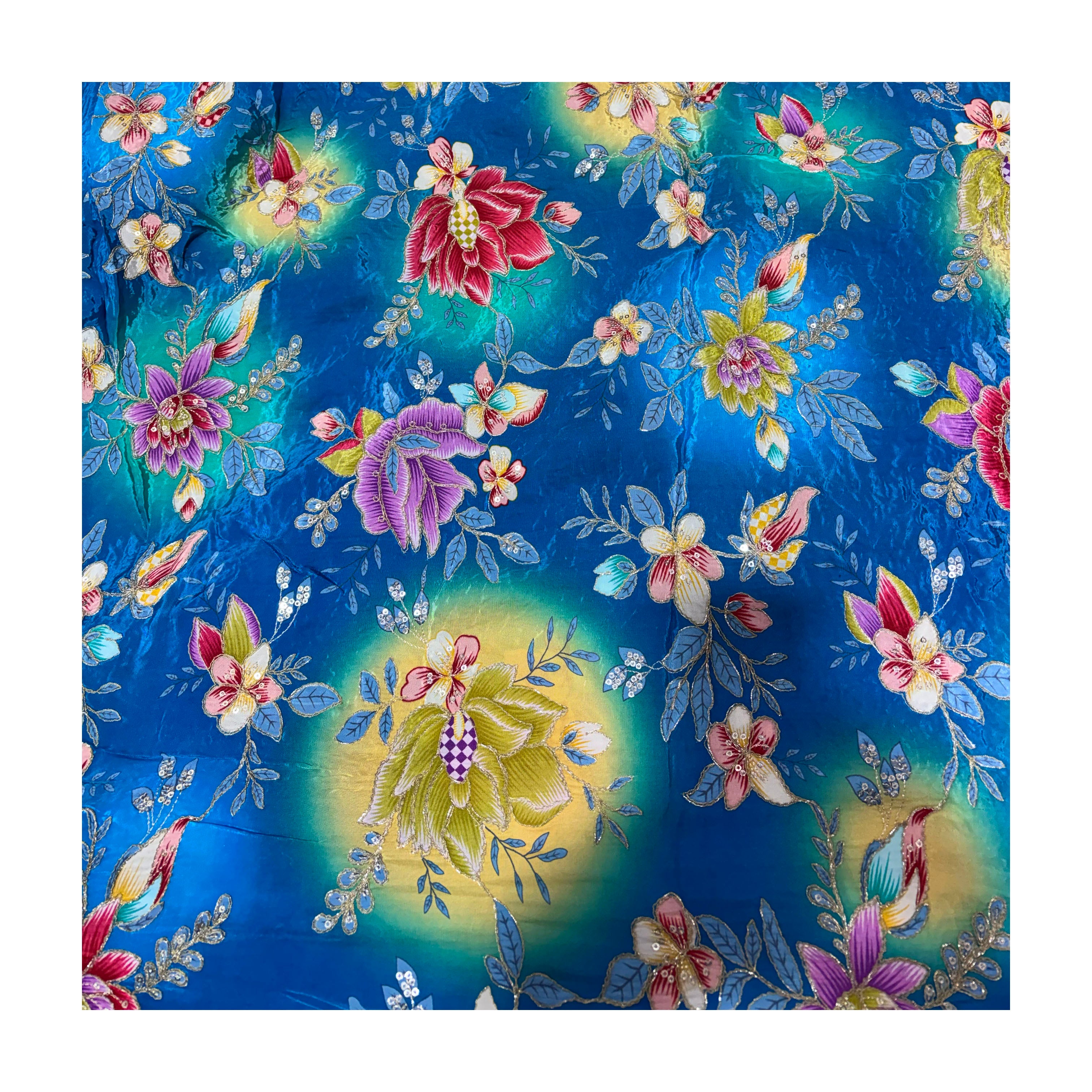Multicolor Floral Chiffon Lehenga Fabric | 7 Colors