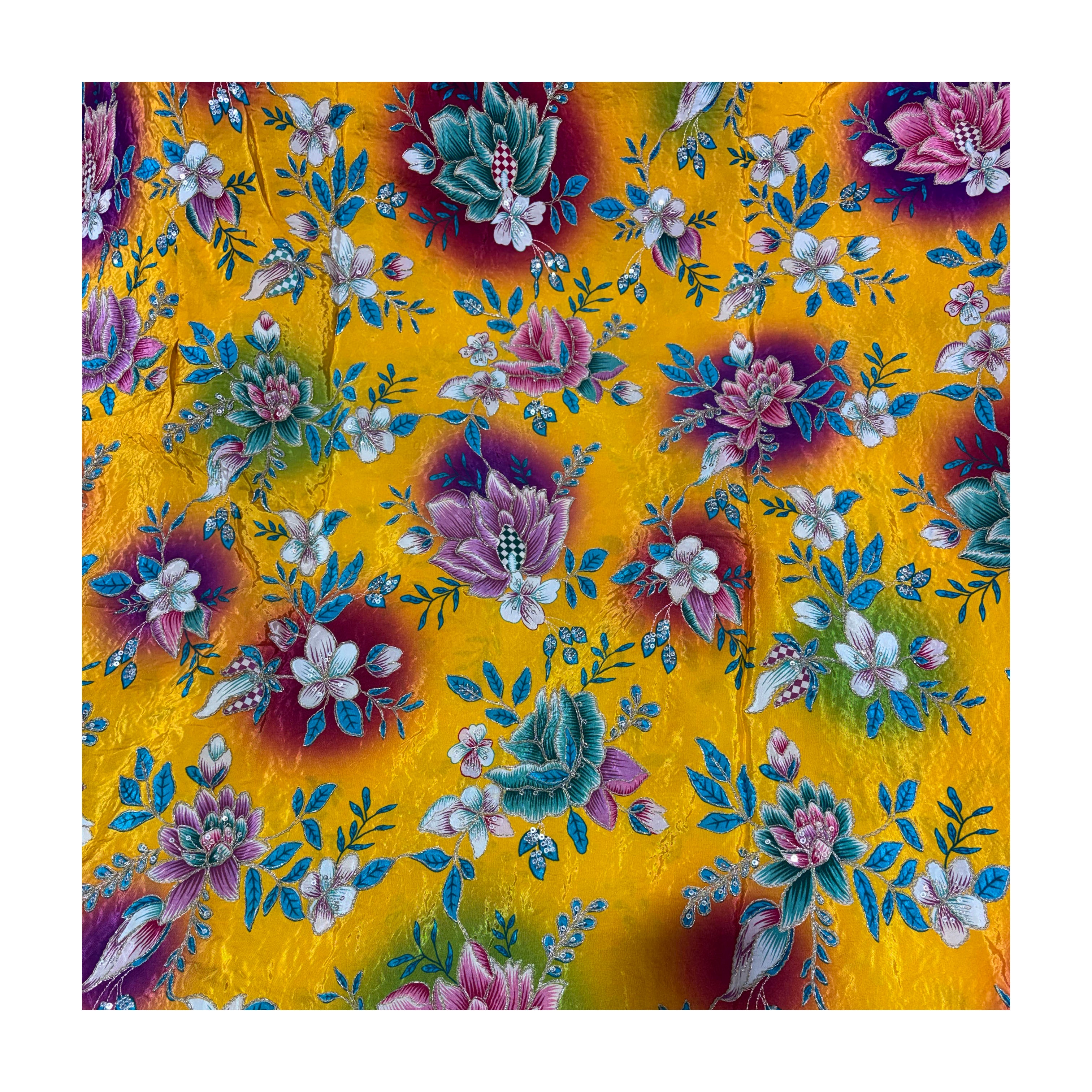 Multicolor Floral Chiffon Lehenga Fabric | 7 Colors