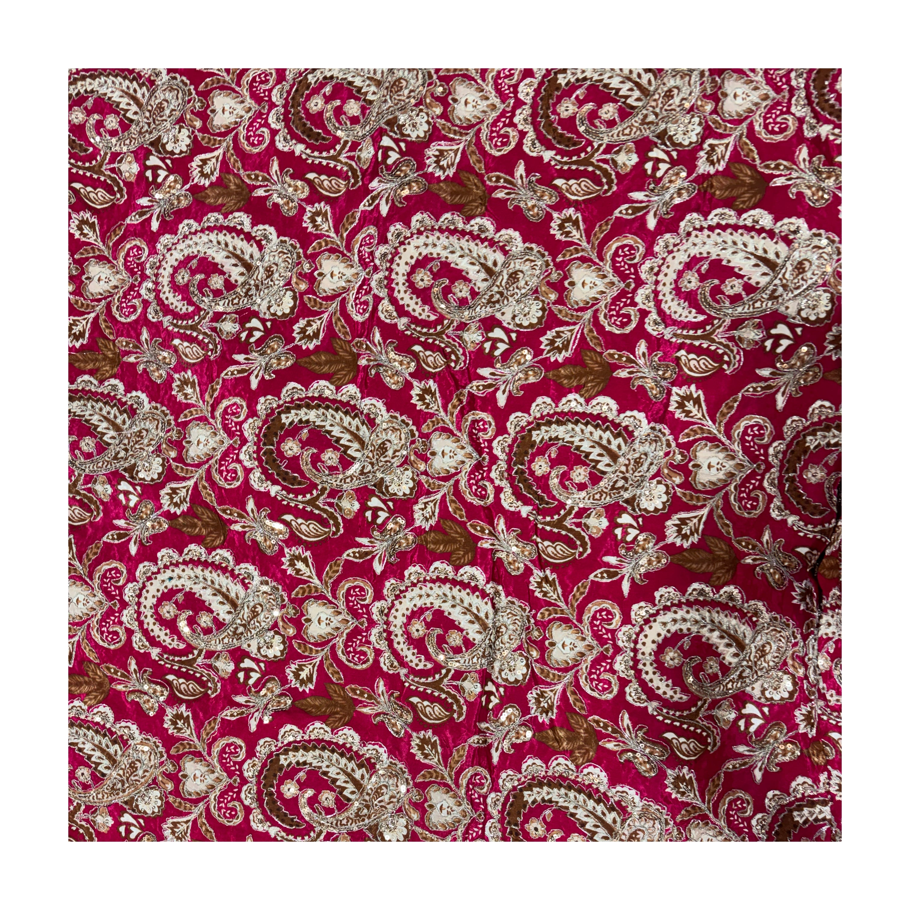 Paisley Embroidered Chiffon Lehenga & Blouse Fabric | 2 Colors