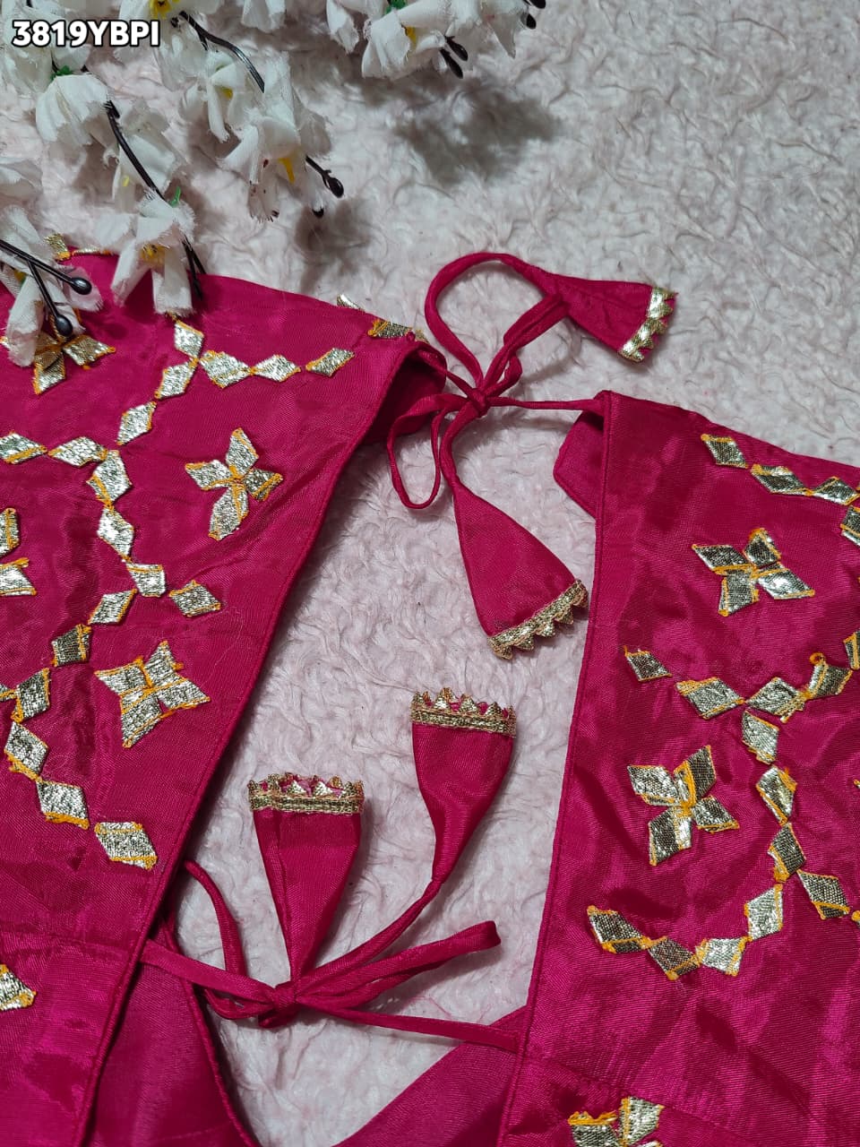 Luxury HO Silk Blouse with Intricate Gota Patti Detailing   JNK