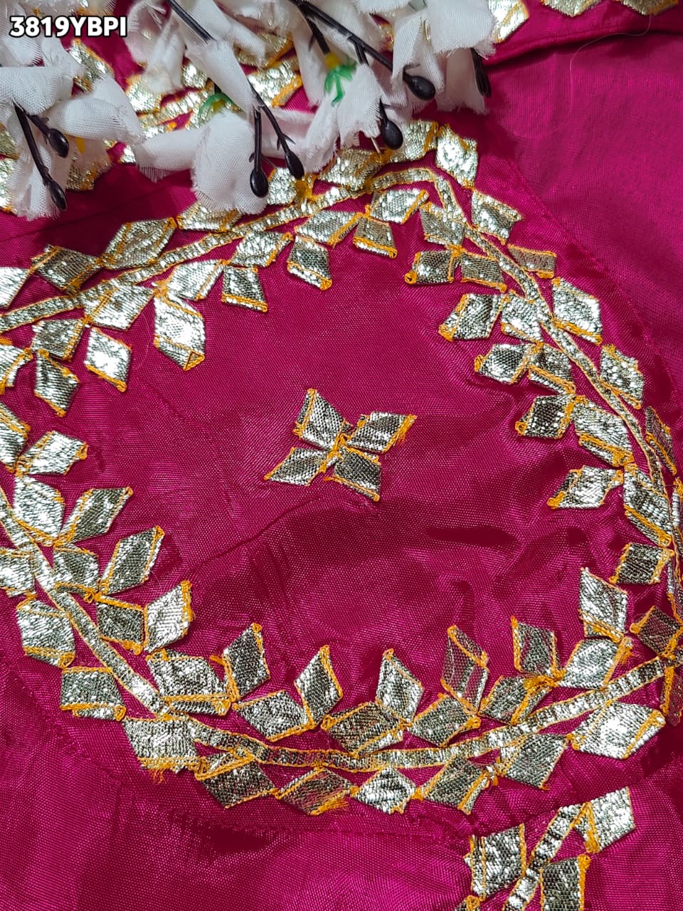 Luxury HO Silk Blouse with Intricate Gota Patti Detailing   JNK