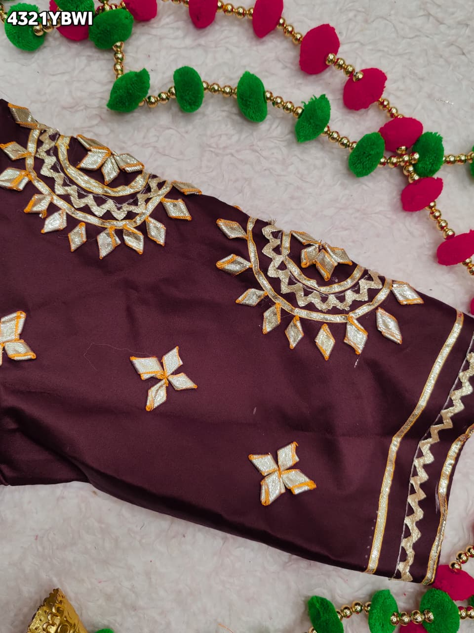 New Designer Gaji Silk Blouse with Elegant Gota Patti Work Blouse PRD