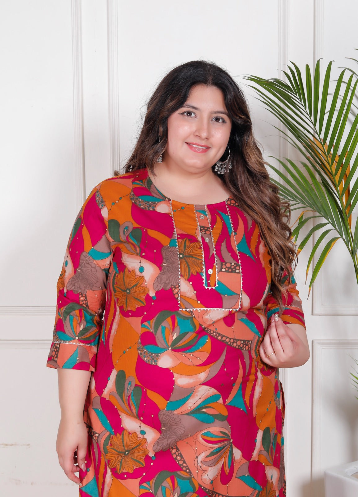 Multicolour Abstract Floral Printed Fabric
